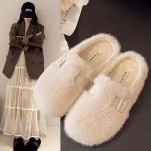 |CCS7DBC|여성용 따뜻한 겨울 데일리 실내외 퍼 슬리퍼