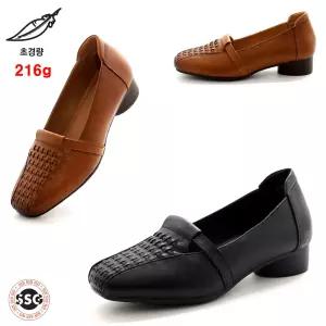 [천연소가죽 초경량 216g 통굽 3cm] 안신은듯 가볍고 발볼편한 착화감좋은 여성 플랫 정장 로퍼 미들구두 NGS S-2028