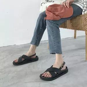 여성 블랙 끈샌들 낮은굽 스포츠 샌들 바캉스 패션 vPK6+4DvQ