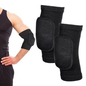 cobee 배구 팔꿈치 패드 1쌍, 팔 보호대 통기성 스포츠 팔꿈치 보호대 스트랩, 블랙 팔꿈치 패드 팔 패드, 패딩 처리된 부드러운 지지 쿠션 남성 및 여성용