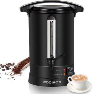 [미국배송] 푸이코스 커피 메이커 100컵 상업용 항아리 온수/음료 기계 및 음료 디스펜서-프리미엄 304 이중벽 스테인리스 전기 퍼콜레이터 포트 몇 시간 동안 보온 매트 블랙