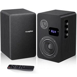 Orroplus 전원 책장 스피커 쌍, 70W 서라운드 사운드 홈 스테레오 스피커 유선 광학 /ARC /RCA /AUX /BT 입력 액티브 레코드 플레이어 스피커 턴테이블 TV 데스크탑 PC 모니터용 4인치 우퍼 포함