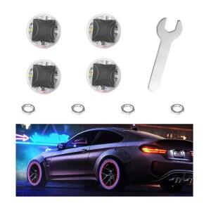 Wevdn 4 PCS 자동차 타이어 휠 라이트, 모션 센서가 장착된 컬러풀 솔라 LED 밸브 캡 램프, 자동차, 트럭, 자전거, 오토바이용 방수 플래시 스템 라이트(4 PCS)