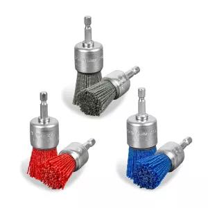 SALI 6팩 펜 브러시 나일론 필라멘트 연마 와이어 휠 1/4인치 육각 생크 녹슨 부식 페인트 제거를 위한