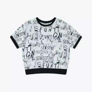 [롯데백화점]베스띠벨리 레터링 프린트 반팔 블라우스 BKBAE2452