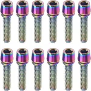 마이크로 트레이더 12PCS 자전거 스템 볼트 M5x17mm 티타늄 합금 앞뒤 디레일러 그립 링 포스트 클램프