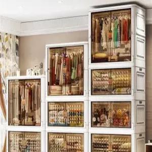 조립식 투명 도어 원룸 접이식 자취방 가정용 옷장