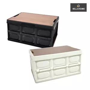 나오유리빙 캠핑 폴딩박스 상판원목 30L 야외 수납함 정리박스