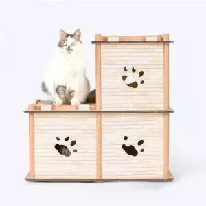 딩동펫 고양이 캣타워 숨숨집 스크래쳐 휴식 공간 박스하우스 3단