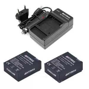 2x Gopro hero 3 배터리 301 302 + 용 충전기 자동차 키트  히어로 블랙 카메라 액세서리