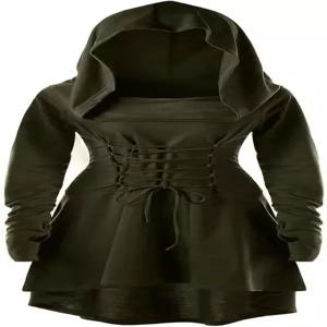 여성 르네상스 의상 후드 로브 레이스업 빈티지 풀오버 하이 로우 롱 드레스