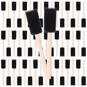 200팩 폼 페인트 브러시 1인치 소형 벌크 스펀지 나무 손잡이가 있는 페인팅, 아크릴, 염색, 바니싱, 마감, 터치업 및 DIY 공예 프로젝트용