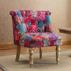 북유럽 거실 카페 1인용 엔틱 패브릭 쇼파 플라워패턴