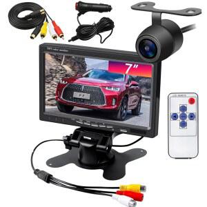 7인치 모니터가 백업 카메라 설치하기 플러그 플레이 DIY 가이드 라인 클리어 나이트 비전 HD 1080P 후방 뷰 모니터 키트 IP69 방수