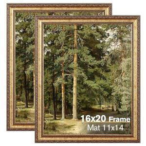 스플린테릭스 16x20 골드 액자, 벽 또는 테이블탑 디스플레이용 화려한 빈티지 액자 2팩, 플렉시알라스가 있는 포토 골드, 매트가 디스플레이 포스터 11x14 앤티크 데코용 없는