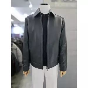 [하프클럽/바쏘옴므]바쏘옴므 세이브존03 바쏘옴므 남자 그린 천연 양가죽 카라 블루종 점퍼 WSAQA5GU13A