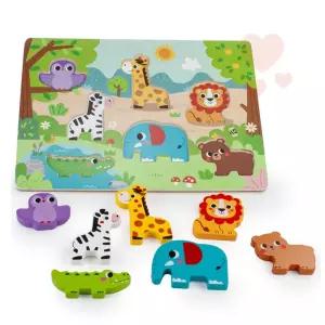 숲속동물모양 놀이방장난감 원목퍼즐 블럭퍼즐 나무블럭장난감 유아놀이교구