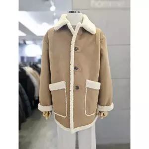 바쏘옴므 세이브존03 바쏘옴므 남자 오버핏 하프 무스탕 카멜 페이크 레더 WSAGZ4UA4