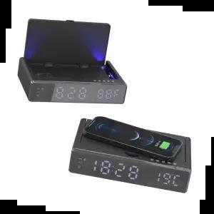 무선충전기 스마트폰 충전기 겸용 UV 살균기 / 시계 온도계 ORU06