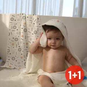 Terry Palmer (리틀파머하우스) 테리파머 토토리 아기목욕타올 1장+1장 신생아 양면 아기 수건 육아용품