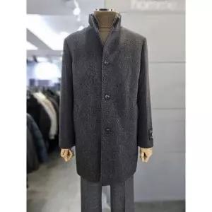 [하프클럽/바쏘옴므]바쏘옴므 세이브존03 바쏘옴므 다크브라운 울  밍크에리FUR 구스 코트 WSATZ4CJ31A