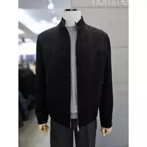 [하프클럽/바쏘옴므]바쏘옴므 세이브존03 바쏘옴므 남자 블랙 스웨이드 비건레더 가죽 점퍼 WSAGZ3UA36A