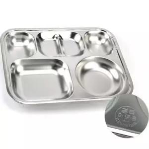 큐모아리빙 급식판 미니사각 4찬 급식 스텐식판 고급형KB