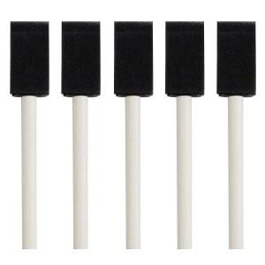 런씨웨이 5PCS 1인치 폼 페인트 브러시, 페인팅, 염색, 바니싱, 터치 업, 아크릴, DIY 공예 및 아트 프로젝트를 위한 나무 손잡이가 있는 스펀지 브러시