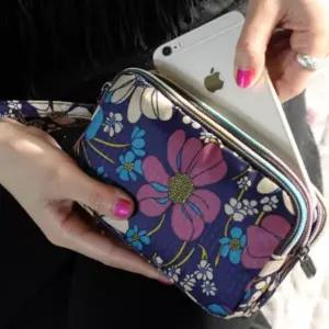 ( )가방 네이비 핸드 미니 파우치 폰 지퍼 사각 스트랩