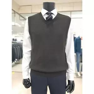 [하프클럽/바쏘옴므]바쏘옴므 세이브존05 브라운혼방브이넥니트조끼 WSZ3WV03ABR