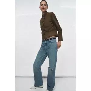 ZARA ZW 컬렉션 LIMITED EDITION 100% 가죽 재킷 - 올리브