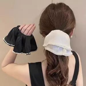 헤어슈슈 대형 진주라인 곱창밴드 여성머리끈 예쁜끈