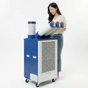 산업용 이동식 에어컨 소형 3구 일체형 캐로스 CPC-F5800B 블루