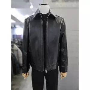 [하프클럽/바쏘옴므]바쏘옴므 세이브존03 바쏘옴므 남자 블랙 천연 양가죽 카라 블루종 점퍼 WSAFA5GU14A