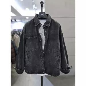 [하프클럽/바쏘옴므]바쏘옴므 세이브존03 바쏘옴므 블랙 오버핏 데님 셔츠형 자켓 WSAFZ3GU51A