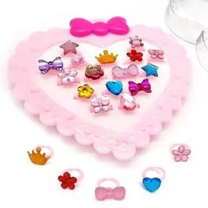 아동집게핀 리본 하트 보석 반지 병원 어린이집선물 16종세트