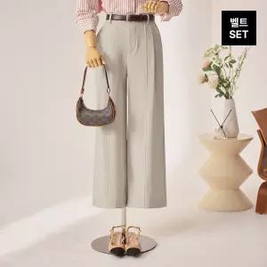[커스텀에이블] 벨트세트 핀턱 와이드 슬랙스 팬츠_T2602PT009A