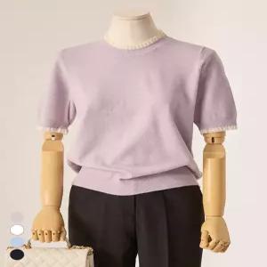 [커스텀에이블]레이스 레이어드 반팔 니트_T2602KN039A