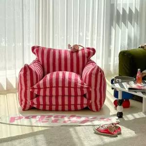 핑크 스트라이프 1인 소파 귀여운 의자 빈백