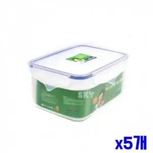 WL 플라스틱 간편용기 직사각 1.3L x5개 플라스틱보관통 음식보관 플라스틱보관통
