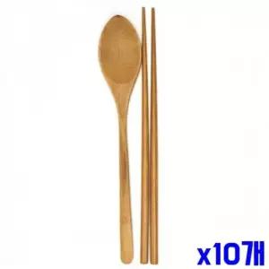 WL 부드러운 대나무 소재 수저세트 X10개 스푼 우드수저 일회용수저 수저세트 우드수저