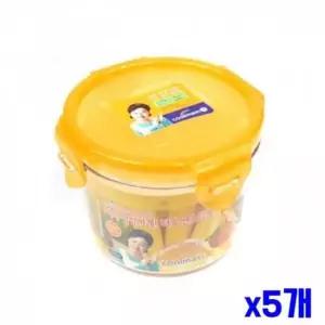 WL 플라스틱 간편용기 원형 600ml x5개 밀폐용기 음식보관 플라스틱보관통
