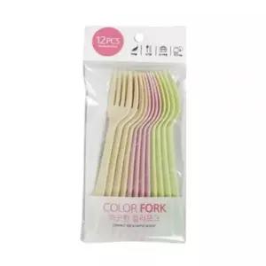 bns 피크닉 소풍용 일회용 컬러포크 12P 도시락포크 일회용포크 플라스틱포크 야외포크