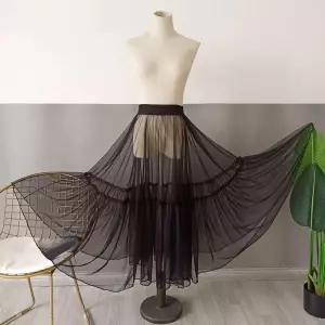 롱속치마 레이스 시스루 망사스커트 레이어드용