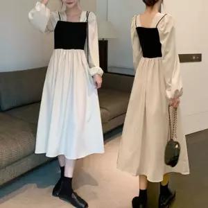 플라워 롱원피스 여름원피스 니트 여성 외출 브이넥 패션