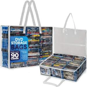 베스티 블루레이 케이스 홀더 정리함 블러레이 DVD CD 비디오 게임 보관용 손잡이가 있는 투명 비닐봉지