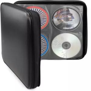 SANWA 208 용량 CD 케이스 지퍼형 DVD 보관 홀더 손잡이가 달린 휴대용 블루레이 디스크 정리 가방 하드