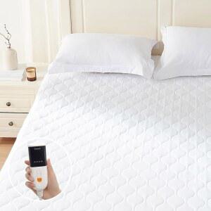 웜레스트 온열 매트리스 패드 퀸 - 메모리 및 예열 기능이 있는 침대 워머, 2-10시간 자동 꺼짐 9개의 열 설정, 더블 컨트롤러, 빠른 난방, 딥 포켓, 전기 60