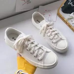 직장인워크샵패션 하얀 여성 단화 끈운동화 캔버스 새학기 예쁜운동화 신발 스타일