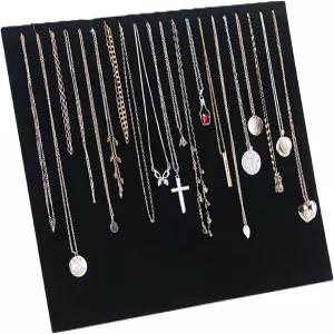 노블키 20 슬롯 대형 목걸이 디스플레이 보드 벨벳 보석 정리함 판매대 상점 쇼용 행거 홀더 랙(블랙)